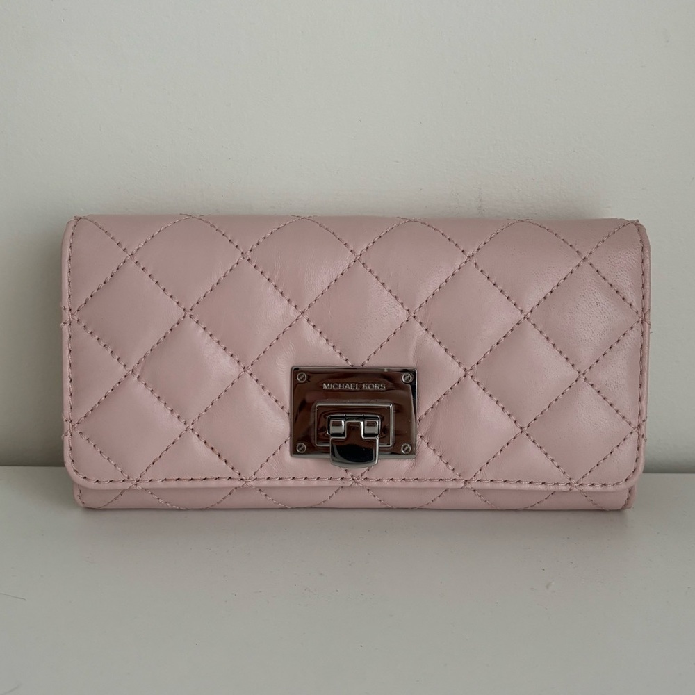 Michael Kors Pink Quilted Wallet/Clutch